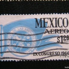 Sellos: SELLO MEXICO 1,20 PESOS C CENTS CENTAVOS 1966 UNION POSTAL DE LAS AMERICAS Y ESPAÑA - IX CONGRESO