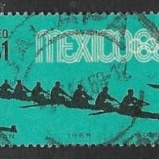 Sellos: SD)1968 MEXICO SPORTS SERIES, NAVIGATION 80C SCT C335 MINT, USED ROWING 1P SCT C336 & VOLEYBALL 2P S