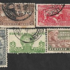 Sellos: SD)1934-35 MEXICO SHORT SERIES, SYMBOL OF THE AIR SERVICE 5C SCT C65, TLÁLOC, THE GOD OF WATER 10C S