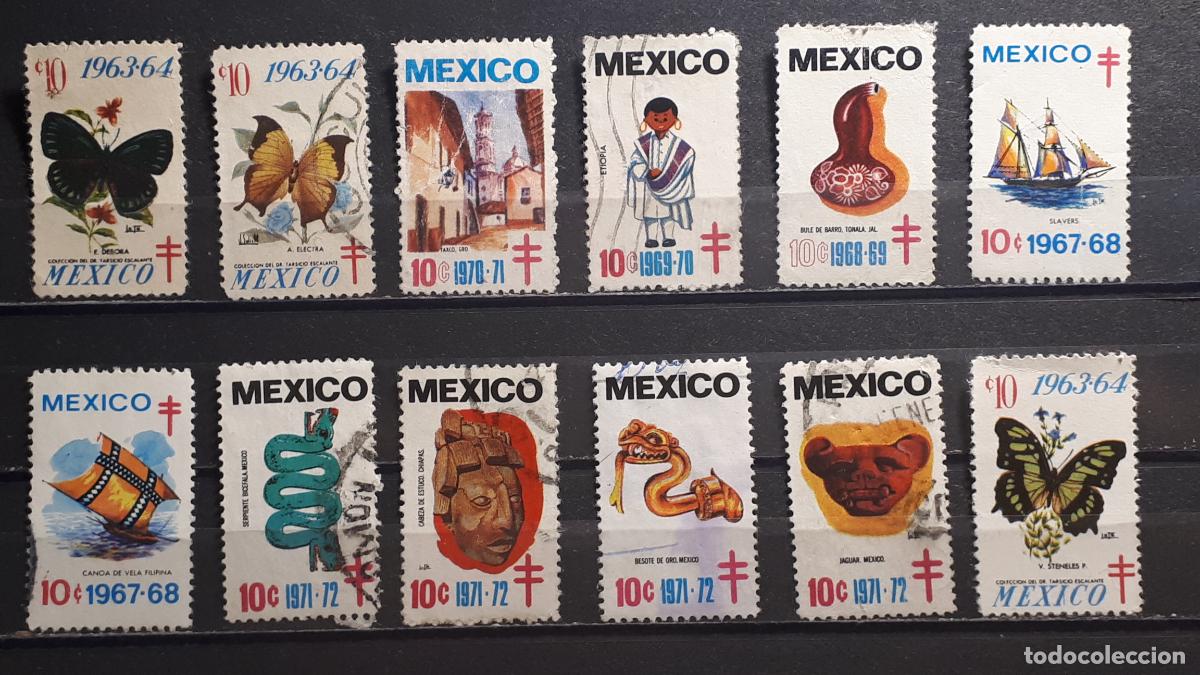 Sellos: M&Eacute;XICO. &deg;. Lote de 12sellos a catalogar - Foto 1