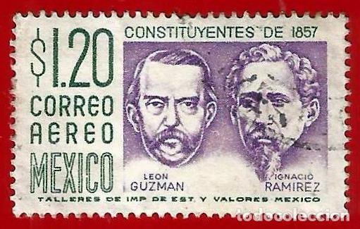 Sellos: Mejico. 1956. Scott # C237. Constituyentes. Leon Guzman e Ignacio Ramirez - Foto 1