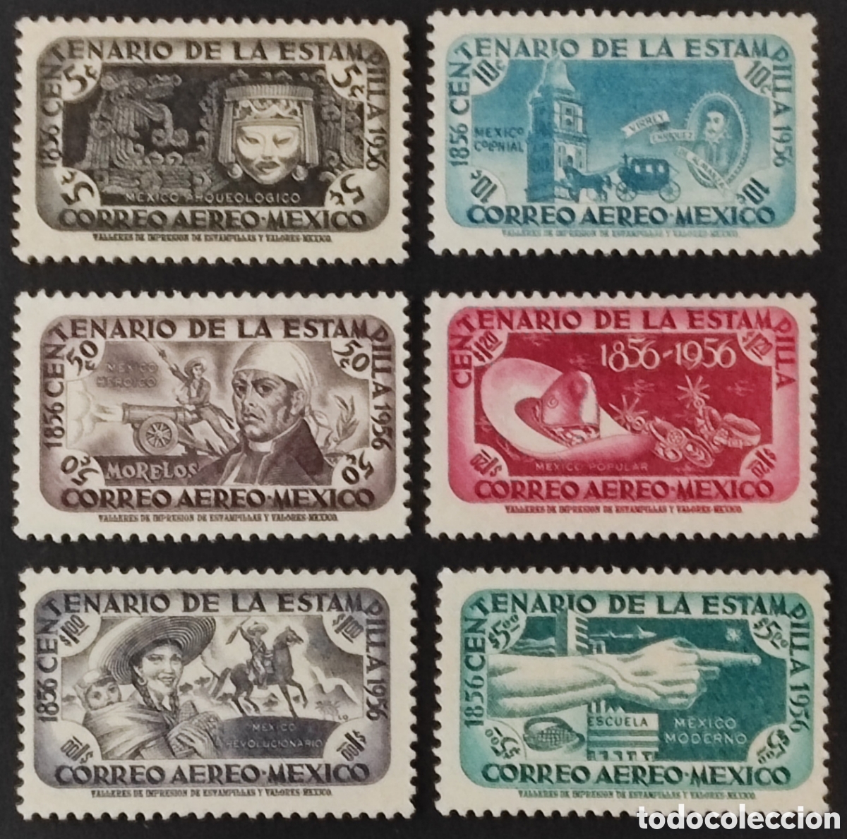 Sellos: M&eacute;xico. 1956. Centenario de la estampilla - Foto 1