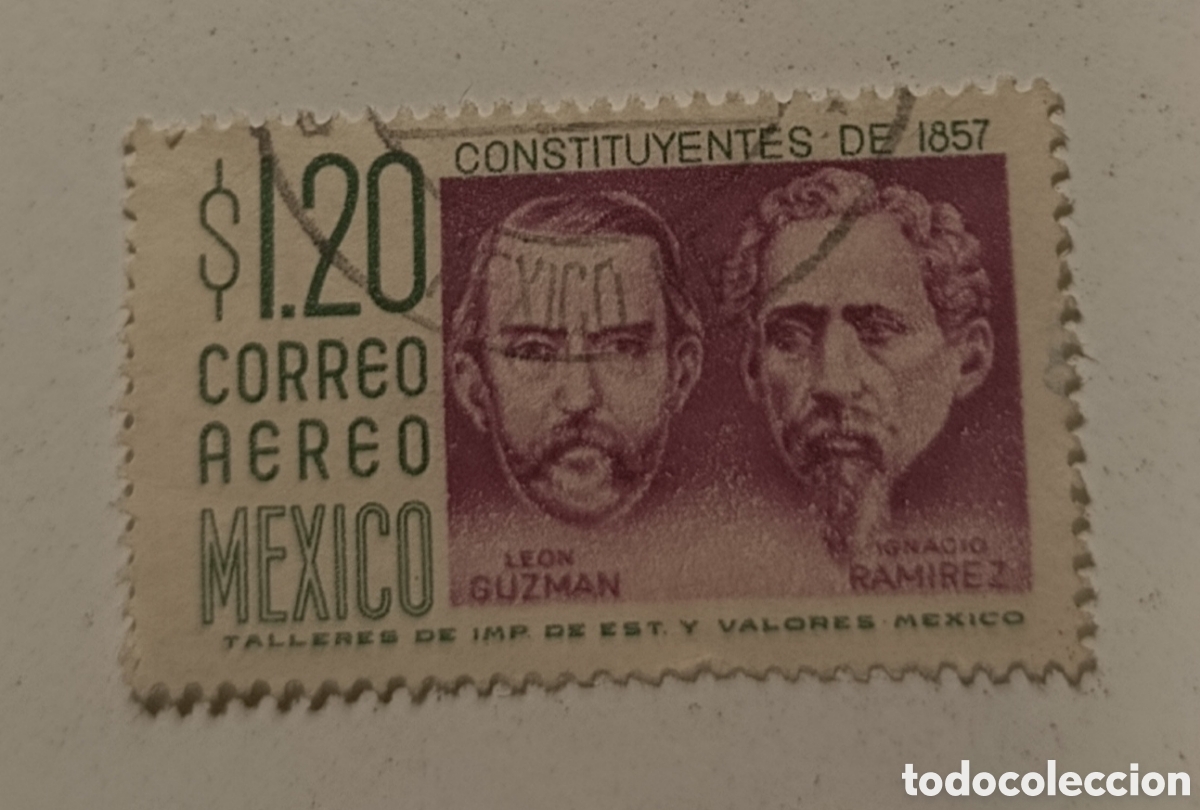 Sellos: Sello M&eacute;xico a&ntilde;o 1956 Le&oacute;n guzman e Ignacio Ram&iacute;rez - Foto 1