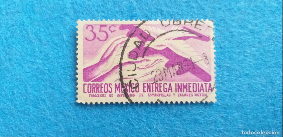 Sellos: Sello Usado. M&eacute;xico. Yvert n&ordm; 11. Entrega inmediata. Manos y Paloma con sombra de avi&oacute;n