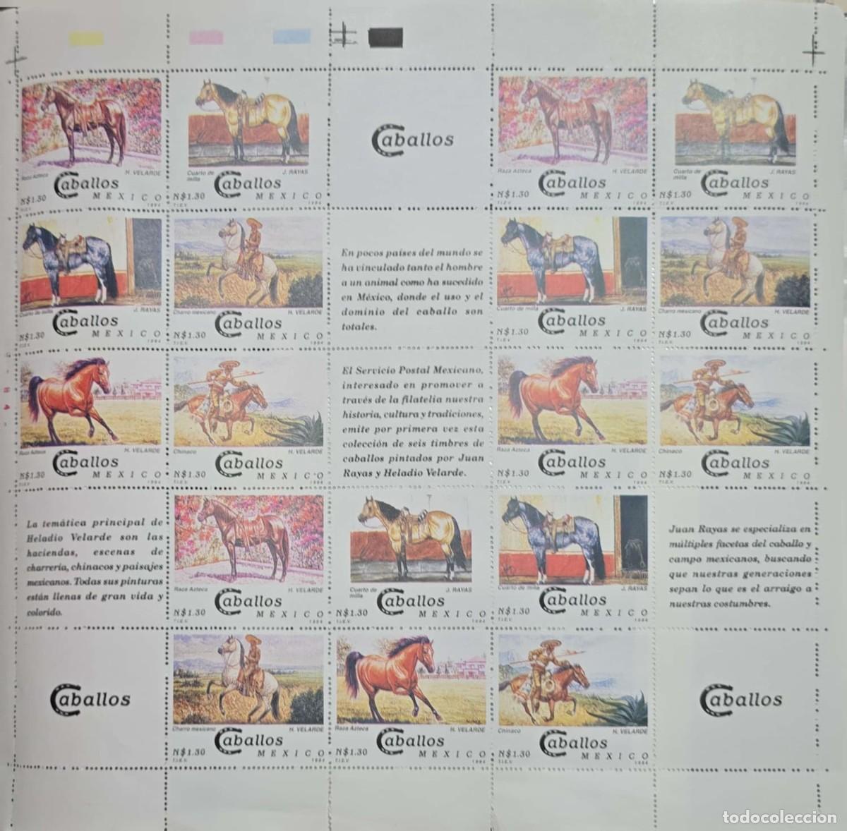Sellos: O) 1994 MEXICO, HORSES, SADDLED RACER, LIGHT BOWN, BLACK QUARTER, CHARRO, AZTEC, CHINACO, SCT 1893,