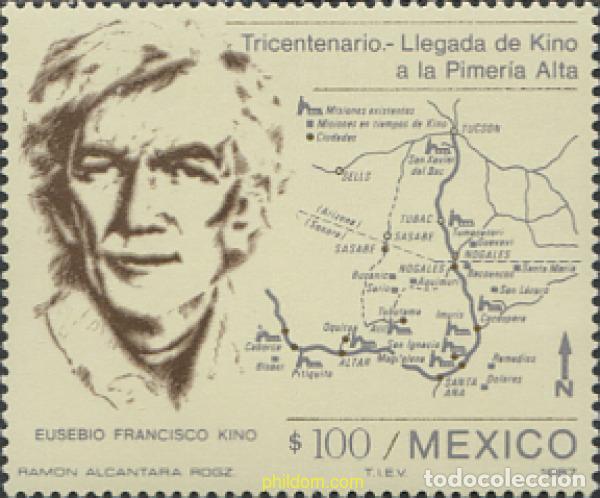 Sellos: 343319 MNH MEXICO 1987 TRICENTENARIO DE LA LLEGADA DE KINO A LA PIMERIA ALTA