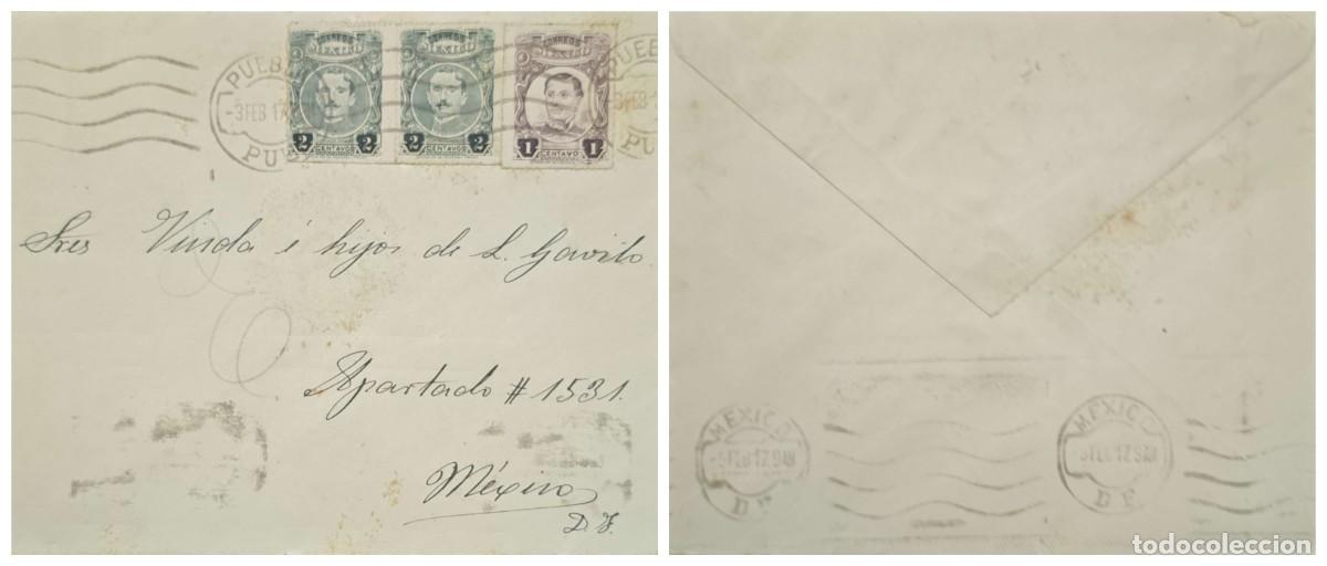 Sellos: O) 1917 MEXICO, PUEBLA, ILDEFONSO VAZQUEZ SCT 610 2c, IGNACIO SCT 608 1c, ZARAGOZA, REGULAR ISSUE, C
