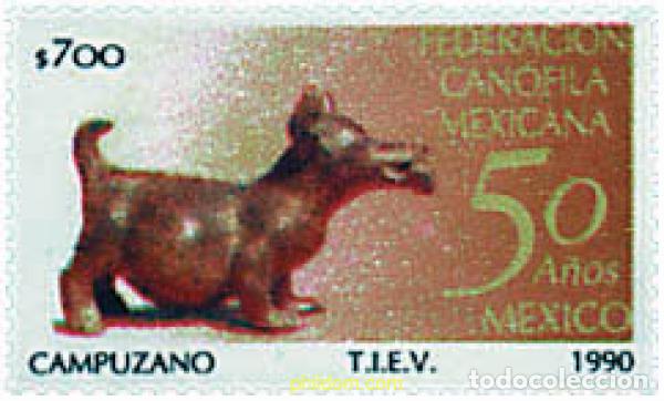 Sellos: 46596 MNH MEXICO 1990 50 ANIVERSARIO DE LA FEDERACION CANOFILA MEXICANA