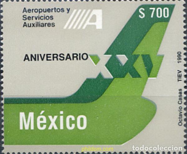 Sellos: 343424 MNH MEXICO 1990 XXV ANIVERSARIO AEROPUERTOS Y SERVICIOS AUXILIARES