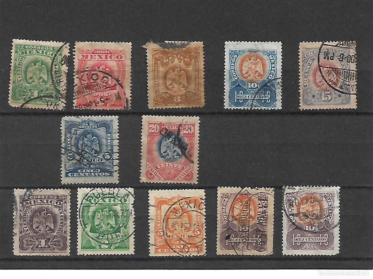 Sellos: 12 sellos CL&Aacute;SICOS (ARMAS)de M&eacute;xico. sellos a&ntilde;os 1899/1903