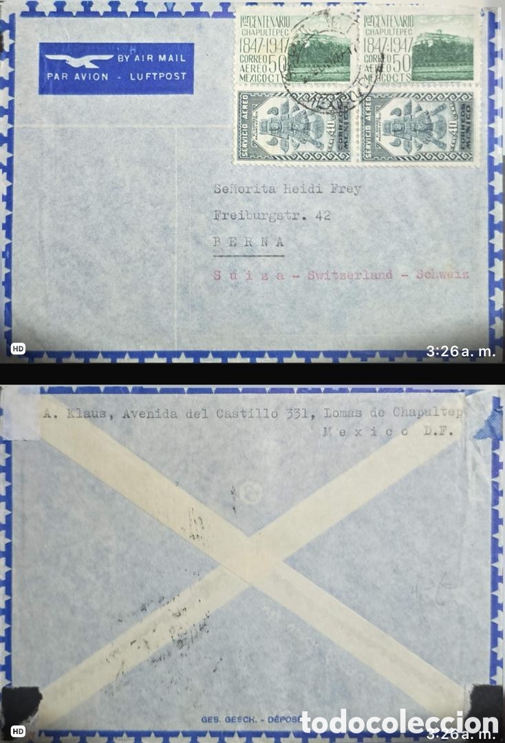 Sellos: CA) 1947. Mexico . Over-circulated to Switzerland from Mexico City with stamps from 1st Centenar