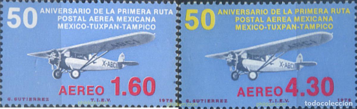 Stamps: 28530 MNH MEXICO 1978 50 ANIVERSARIO DEL PRIMER ENLACE POSTAL AEREO
