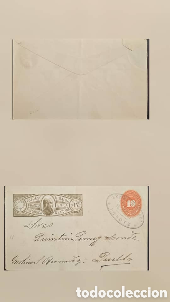 Sellos: CA)1893 Mexican postal stationery envelope sent to Puebla via private and federal post. It features