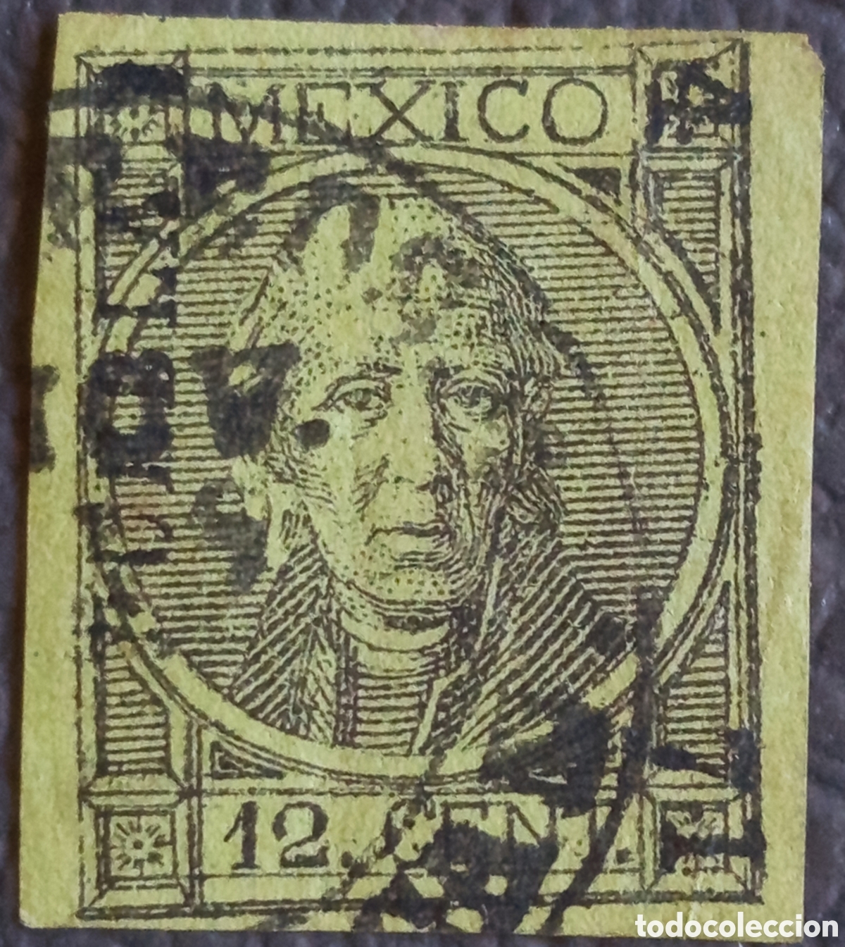 Sellos: M&eacute;xico 1868 12c Hidalgo Scott #66 Marquilla Estrella Firmado Usado
