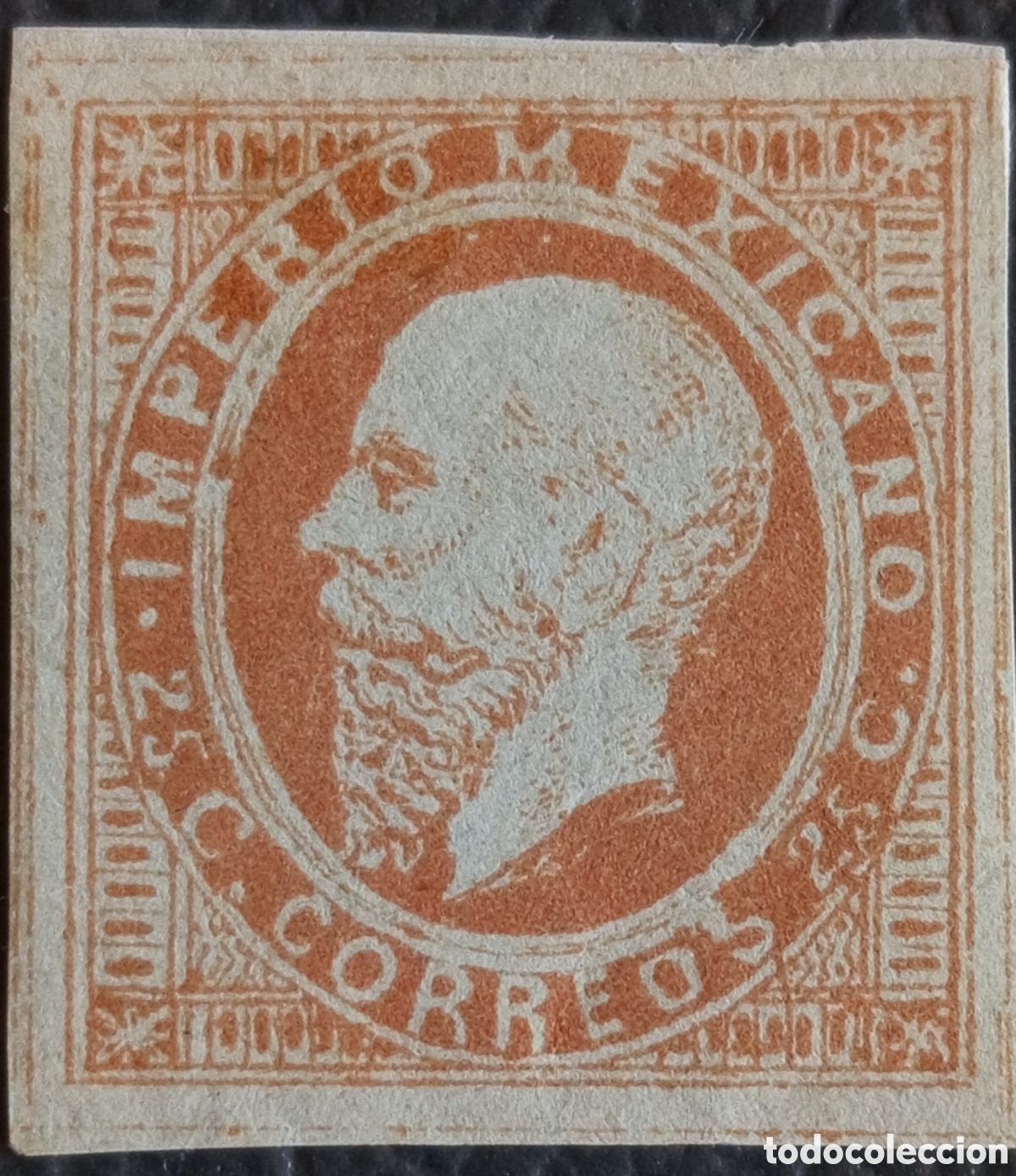 Sellos: M&eacute;xico 1866 25c Maximiliano Imperio Mexicano Scott #13 Sin Dentar MH