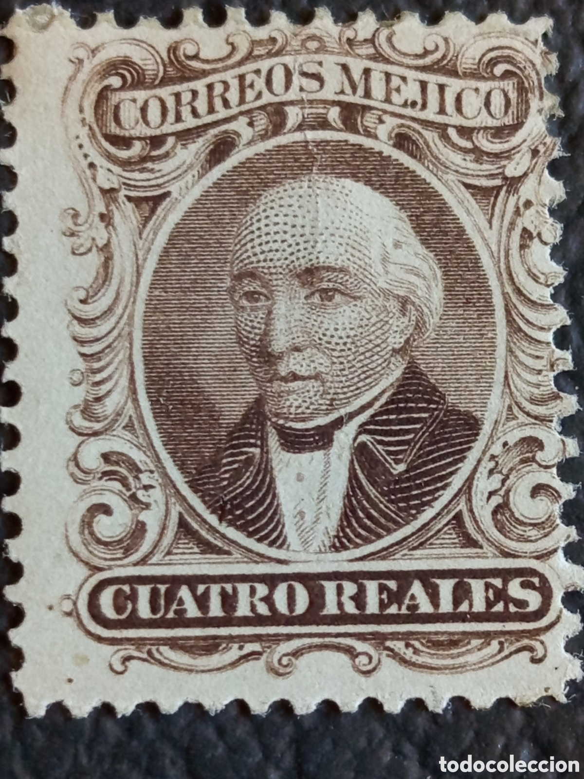Sellos: M&eacute;xico 1864 4 Reales Hidalgo Correos Mejico Scott #24 MH Dentado