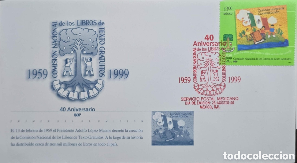 Sellos: CA) M&eacute;xico , sobre de primer d&iacute;a de emisi&oacute;n que conmemora el 40 Aniversario de la Comisi&oacute;n Nacio