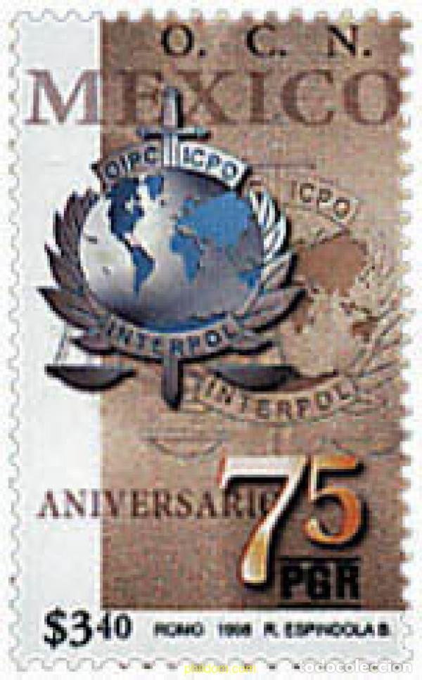Sellos: 37653 MNH MEXICO 1998 75 ANIVERSARIO DE LA INTERPOL
