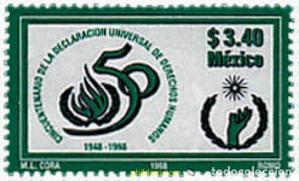 Sellos: 37669 MNH MEXICO 1998 50 ANIVERSARIO DE LA DECLARACION EUROPEA DE LOS DERECHOS HUMANOS