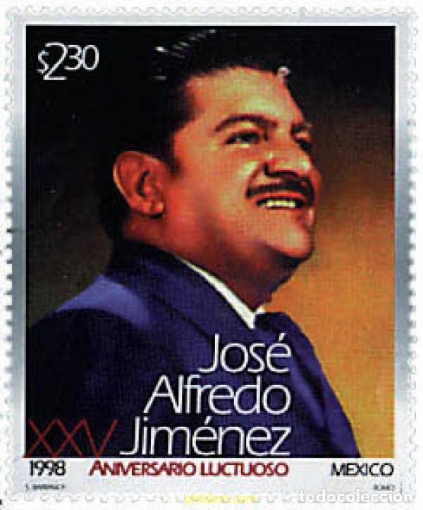 Sellos: 37659 MNH MEXICO 1998 25 ANIVERSARIO DE LA MUERTE DE JOSE ALFREDO JIMENEZ