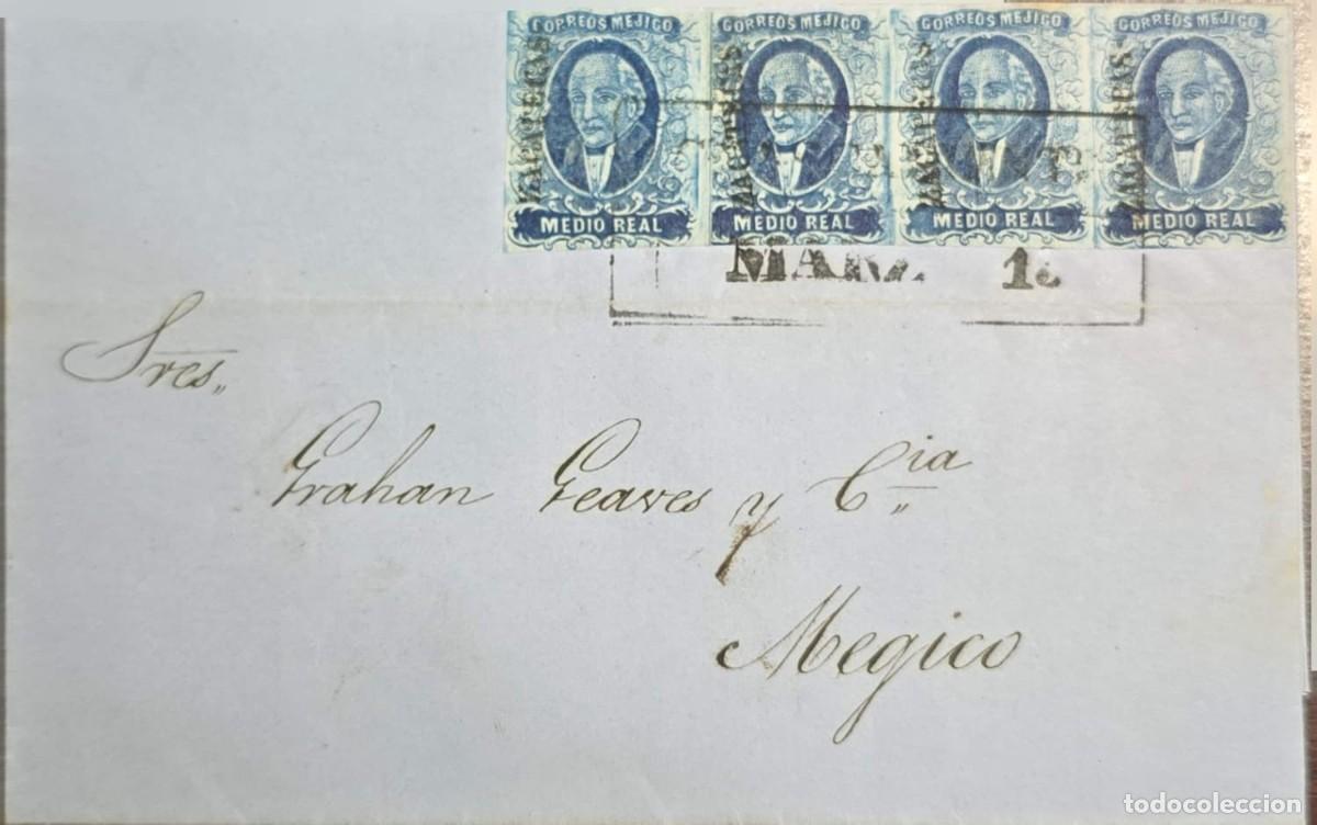 Sellos: O) 1856 circa, MEXICO, ZACATECAS DISTRIC NAME OVERPRINTED, MIGUEL HIDALGO Y COSTILLA SCT 1 medio rea