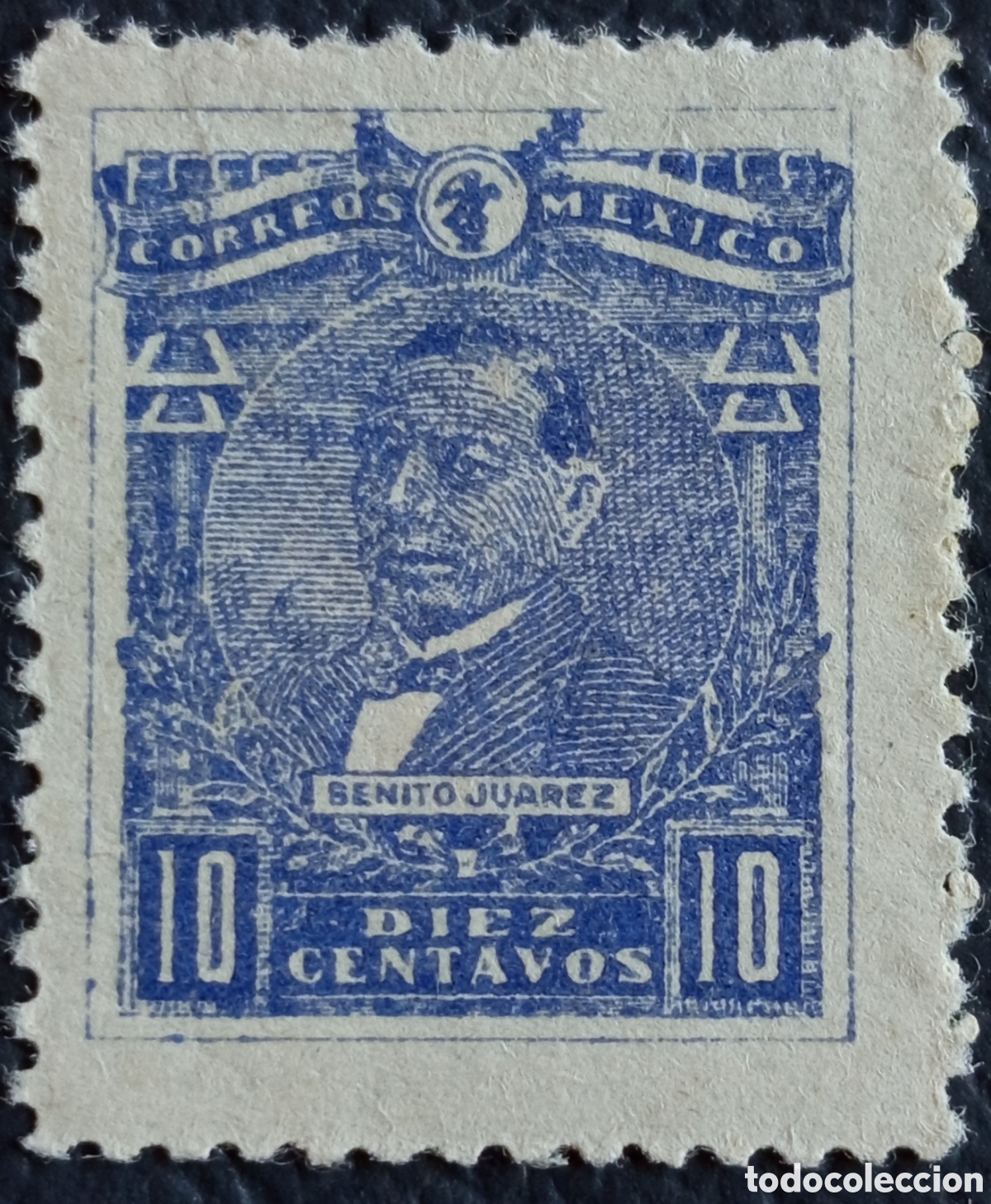 Sellos: M&eacute;xico 1934 Scott 720 Benito Ju&aacute;rez 10c Azul MH Correos M&eacute;xico