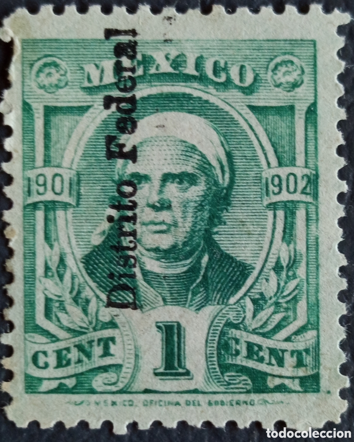 Sellos: M&eacute;xico 1901-02 Scott 294 1c Verde Sobrecargo Distrito Federal MH