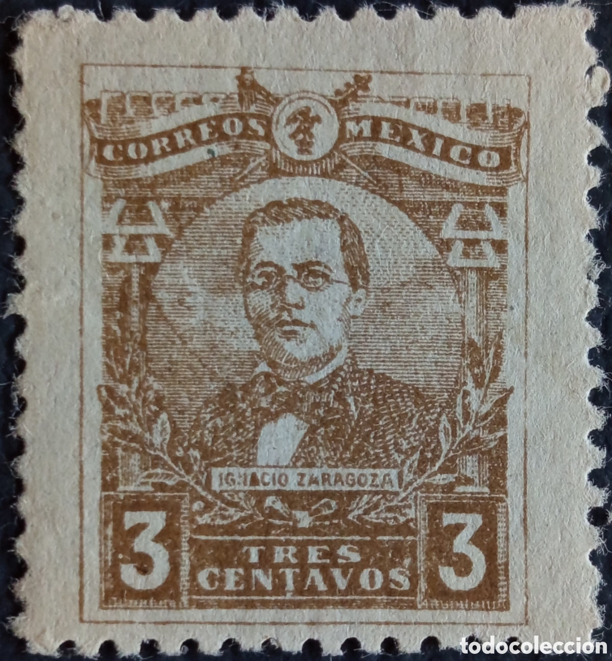 Sellos: M&eacute;xico 1915 Scott 508 Ignacio Zaragoza 3c Marr&oacute;n MH Correos M&eacute;xico