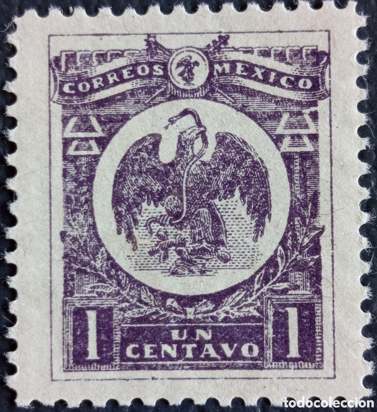 Sellos: M&eacute;xico 1910 Scott 308 &Aacute;guila Azteca 1c Violeta MH Correos M&eacute;xico