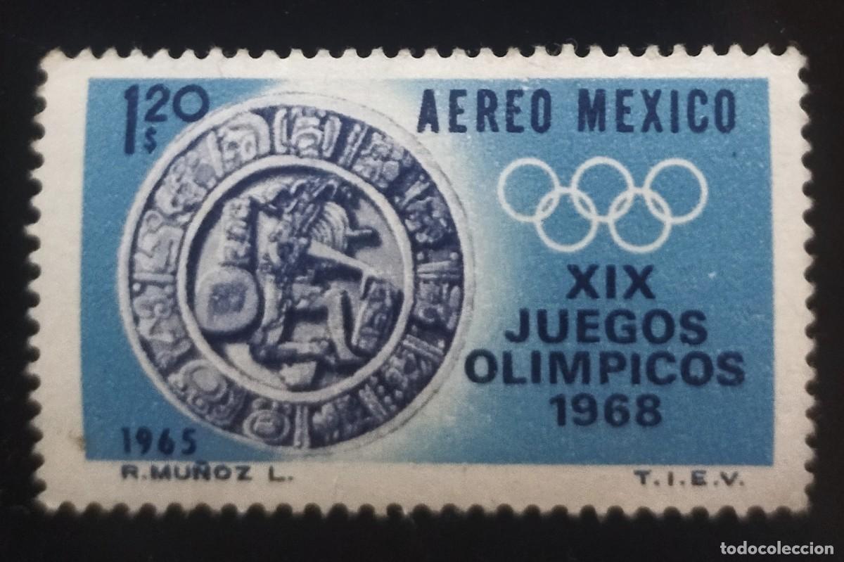 Sellos: M&Eacute;XICO 1965 Juegos Ol&iacute;mpicos. M&eacute;xico DF. A&eacute;reo. NUEVO - MNH **