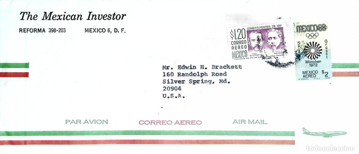 Sellos: O) 1975 circa, MEXICO, LEON GUZMAN AND IGNACIO RAMIREZ, OLYMPCI GAMES MUNICH, THE MEXICAN INVESTOR