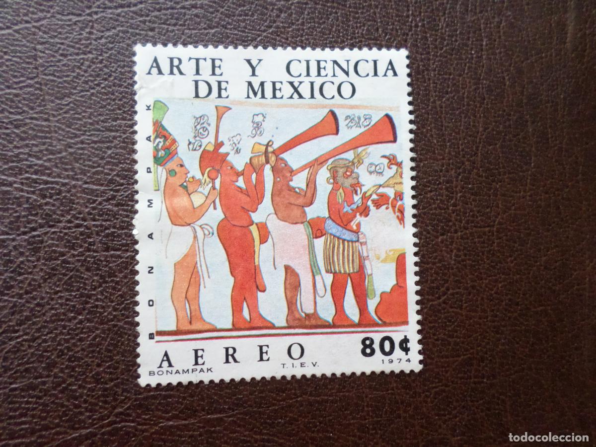 Sellos: -mexico, 1974, arte y ciencia, pintura mural de arte maya, Yvert 386 aereo