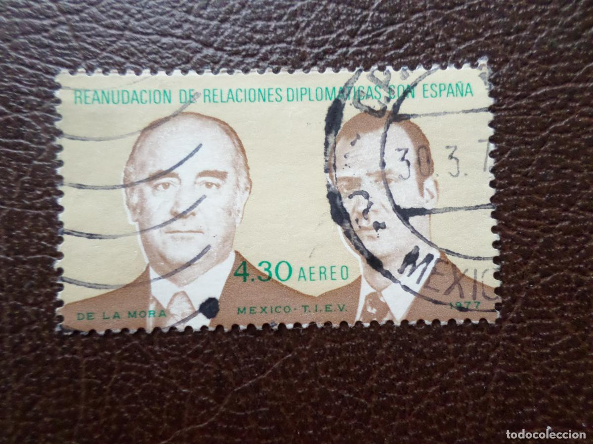 Sellos: -mexico, 1977, reanudacion relaciones diplomaticas con espa&ntilde;a, Yvert 427 aereo