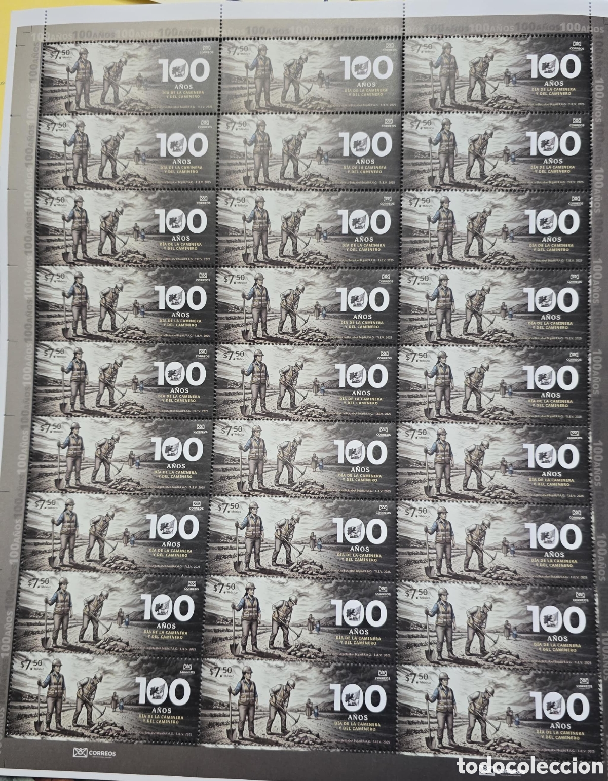 Sellos: CA)Mexico2025 (issued on 10 November 2025)Centenary of &rdquo;Walk and Walk Day&rdquo; (Homage to construction w
