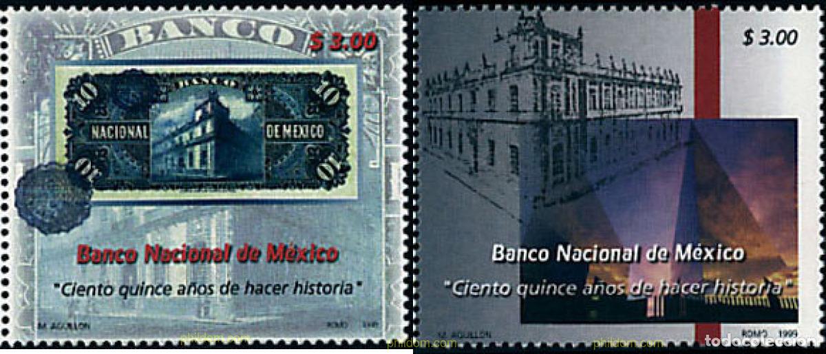 Sellos: 48826 MNH MEXICO 1999 115 A&Ntilde;OS DEL BANCO NACIONAL DE MEXICO