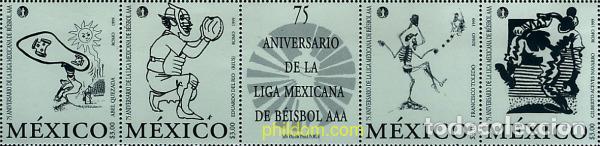 Sellos: 5908 MNH MEXICO 1999 75 ANIVERSARIO DE LA LIGA DE MEXICANA DE BEISBOL