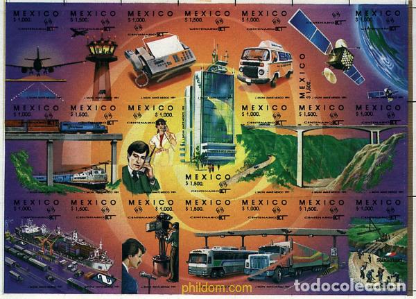 Sellos: 9689 MNH MEXICO 1991 CENTENARIO DEL SISTEMA DE COMUNICACIONES Y TRANSPORTE