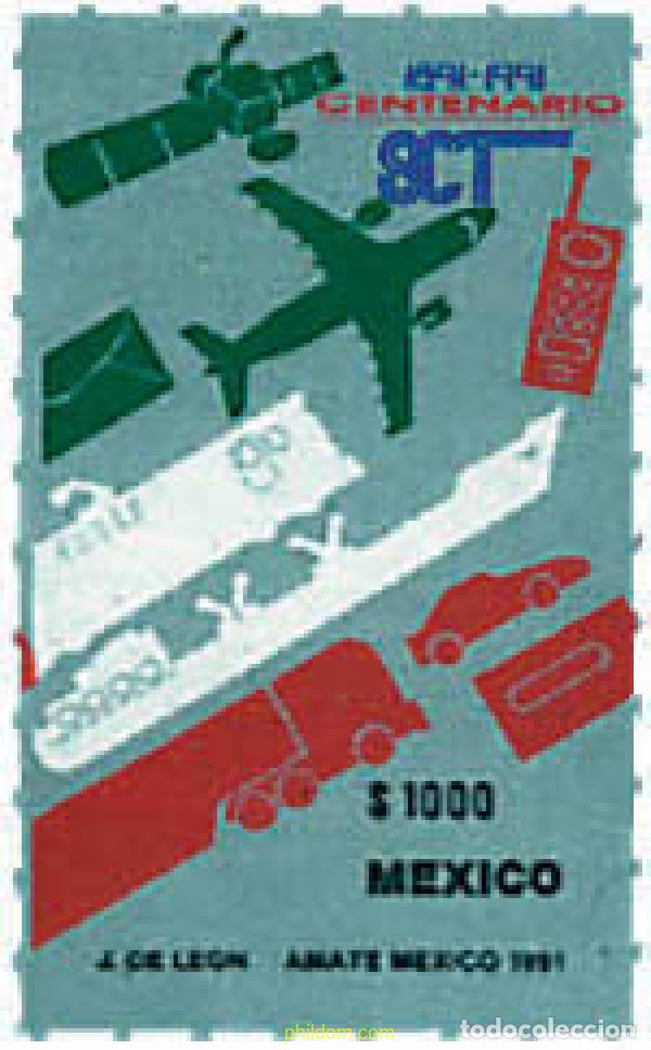 Sellos: 343464 MNH MEXICO 1991 CENTENARIO DEL SISTEMA DE COMUNICACIONES Y TRANSPORTE