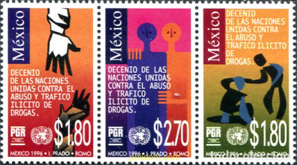 Sellos: 343729 MNH MEXICO 1996 DECENIO DE LAS NACIONES UNIDAS CONTRA EL ABUSO Y TRAFICO ILICITO DE DROGAS