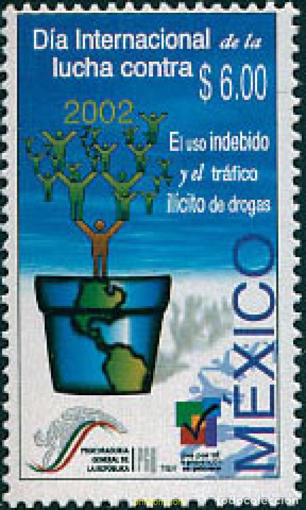 Sellos: 122394 MNH MEXICO 2002 DIA INTERNACIONAL CONTRA LAS DROGAS