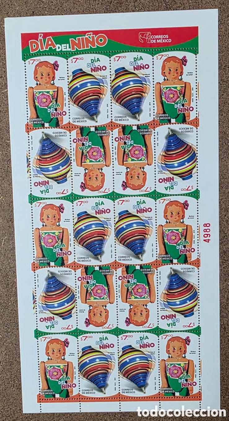 Sellos: CA) Mexico (Issued by Correos de M&eacute;xico).2018. D&iacute;a del Ni&ntilde;o (Traditional Mexican Toys)