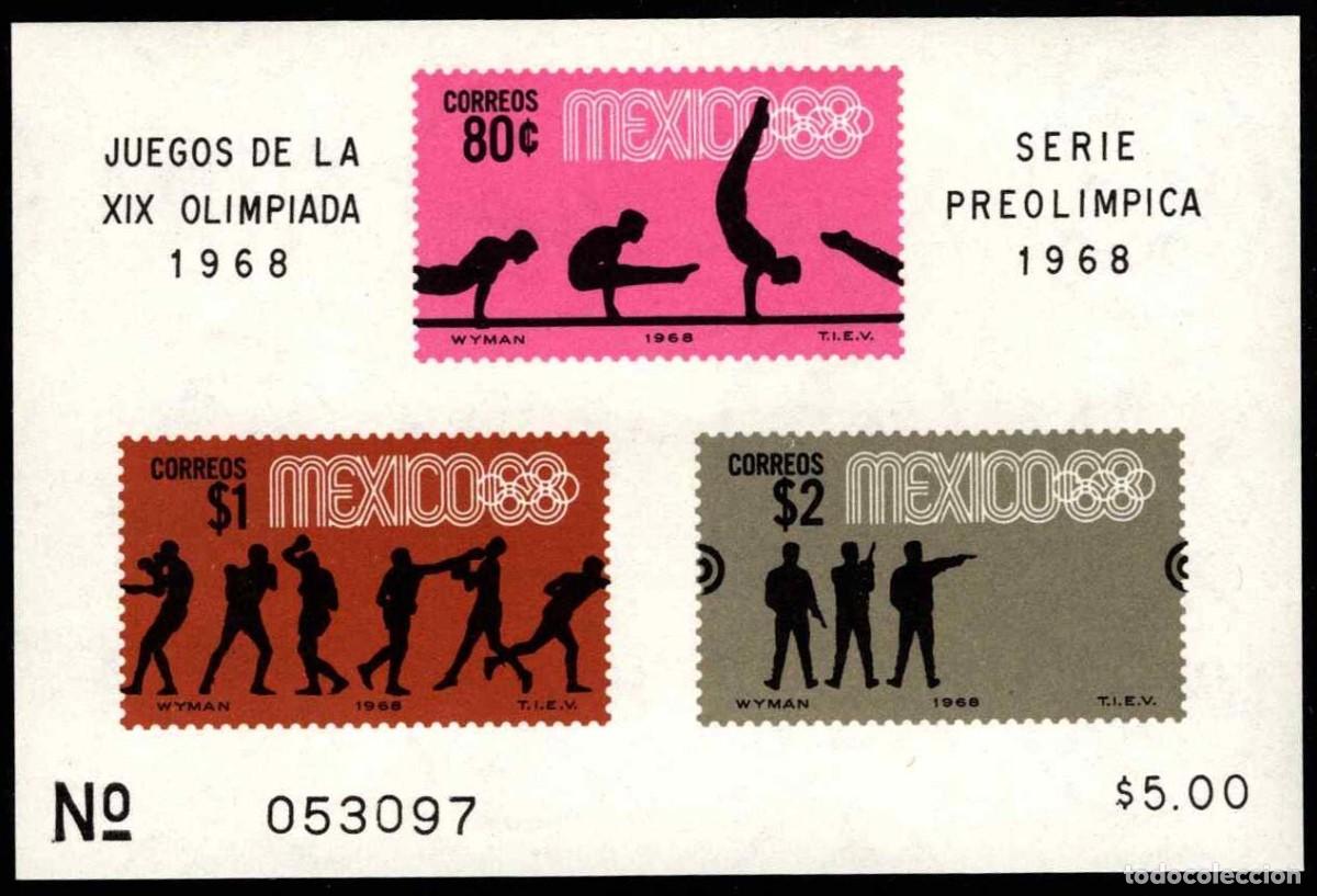 Sellos: MEXICO 1968 SHEET MNH IMPERF OLYMPIC GAMES JUEGOS OLIMPICOS JEUX OLYMPIQUES SPORTS DEPORTES