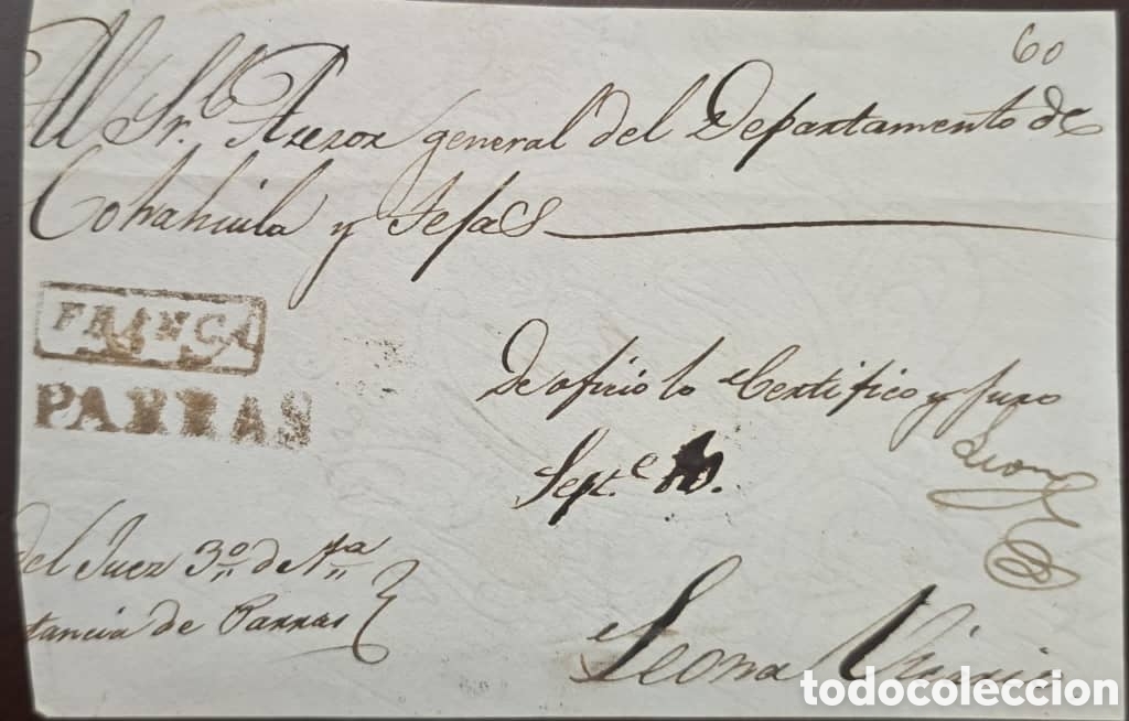 Sellos: Cy) 1810 &ndash; Mexico &ndash; Colonial Mail cover Description in English: A handwritten official letter from P