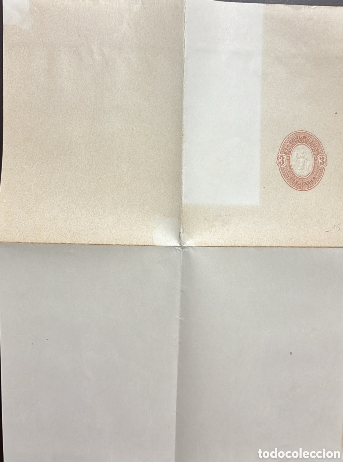 Sellos: CA)Mexico + 1890s + Postal History + Folded beige stationery with reddish-brown circular &ldquo;SERVICIO P