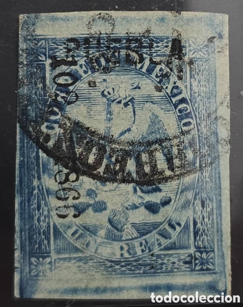 Sellos: CA)1866, Mexico, Puebla, imperial eagle of a royal from the fifth period, with circular cancellation