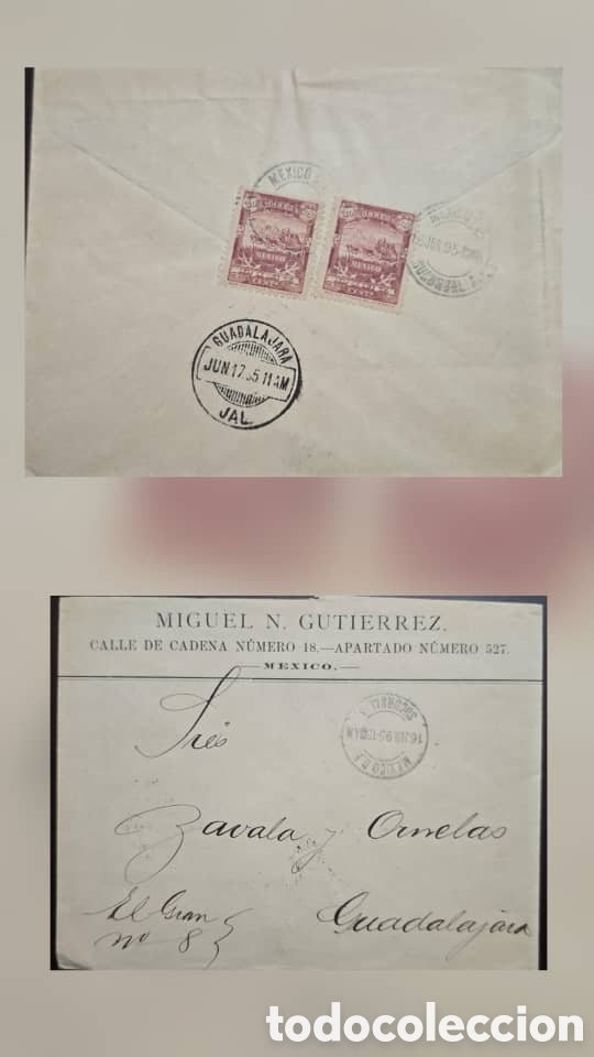 Sellos: CA)Mexico.1895 (matsellos on 16 and 17 June 1895) Theme: Classical era / &rdquo;Mulitas&rdquo; series (Mail tran