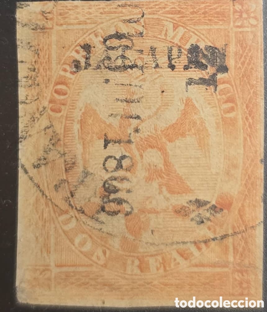 Sellos: CA) 1866, Mexico, Jalapa, 2 reais from the V period, with circular cancellation . Scott 23. Departur