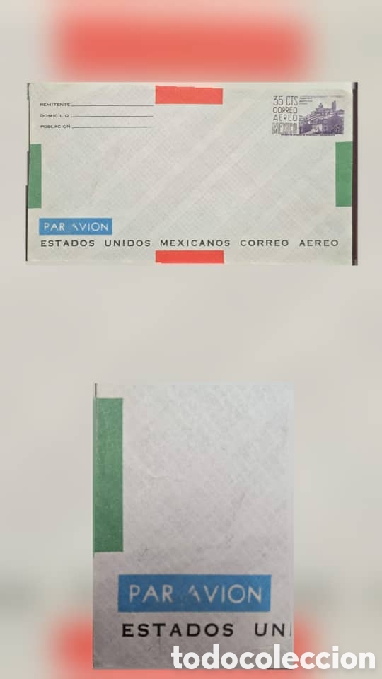 Sellos: CA)Mexico + 1950s + Airmail + Vintage envelope with printed sender fields and &ldquo;PAR AVION&rdquo; marking, b