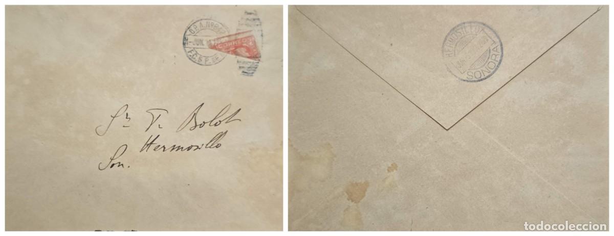 Sellos: O) 1914 MEXICO, O.P.A. F.C.S.P. COAT OF ARMS, BISECT - BISECTO, HERMOSILLO - SONORA, RECEIVED CANCEL