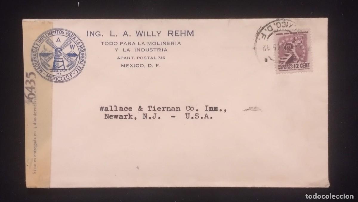 Sellos: TS) 1945 MEXICO, COVER SENT FROM CIUDAD DE MEXICO TO NEW JERSEY, USA,AIRMAIL,WITH AN INFORMATIONAL M